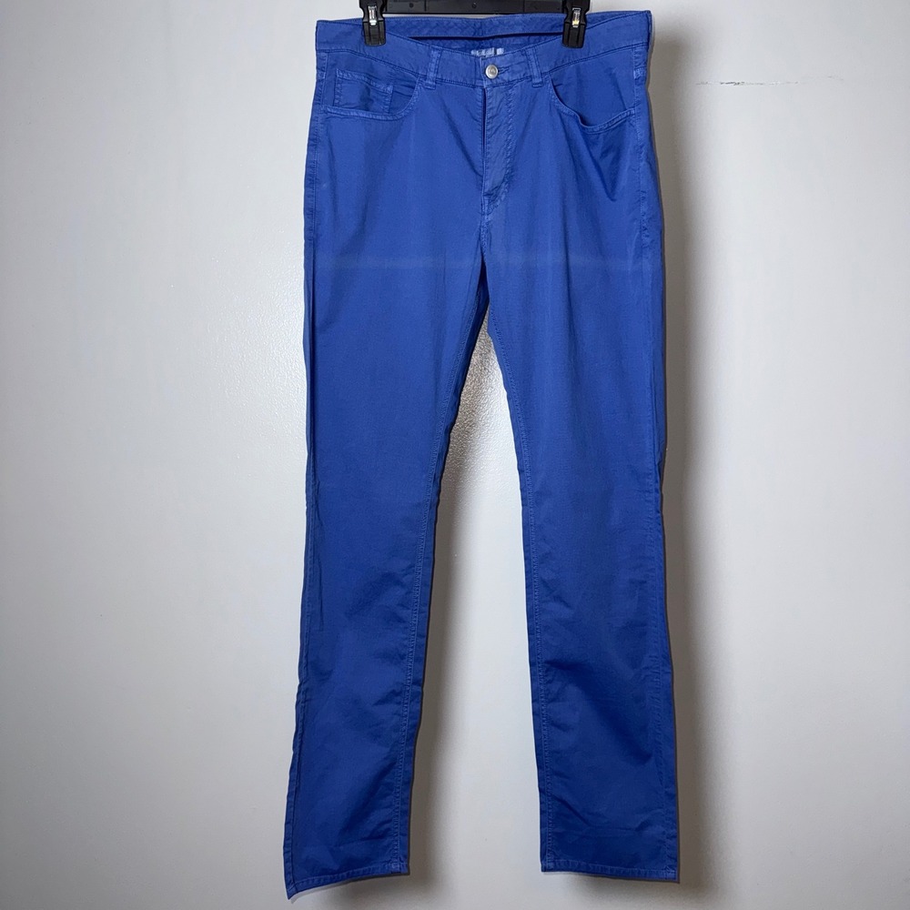 Peter Millar Mens 35 Royal Blue Five Pocket Twill Pants Straight Leg Chinos